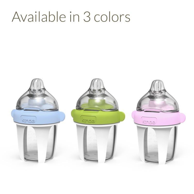 Kiinde Active Latch Silicone Baby Bottle, Anti Colic, Leak Proof, Easy to Clean, Includes 2 Medium Flow Active Latch Nipples with Covers, 4 Ounce, 2 Count, Green - Image 5